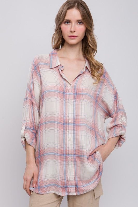 Soft Plaid Shirt- 2 Colours sold by Uforia Muse product image thumbnail 2