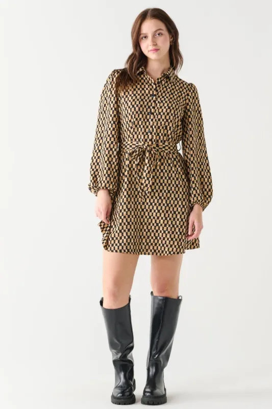 Gold Geo Print Dress sold by Uforia Muse