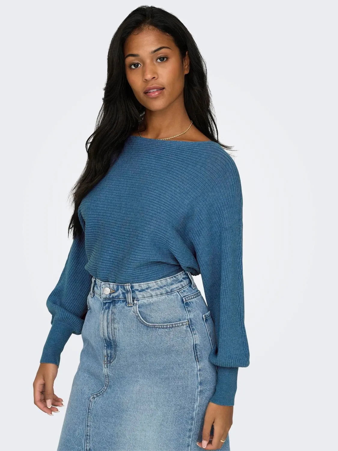 Adaline Ribbed Sweater- Blue- Only sold by Uforia Muse product image thumbnail 2