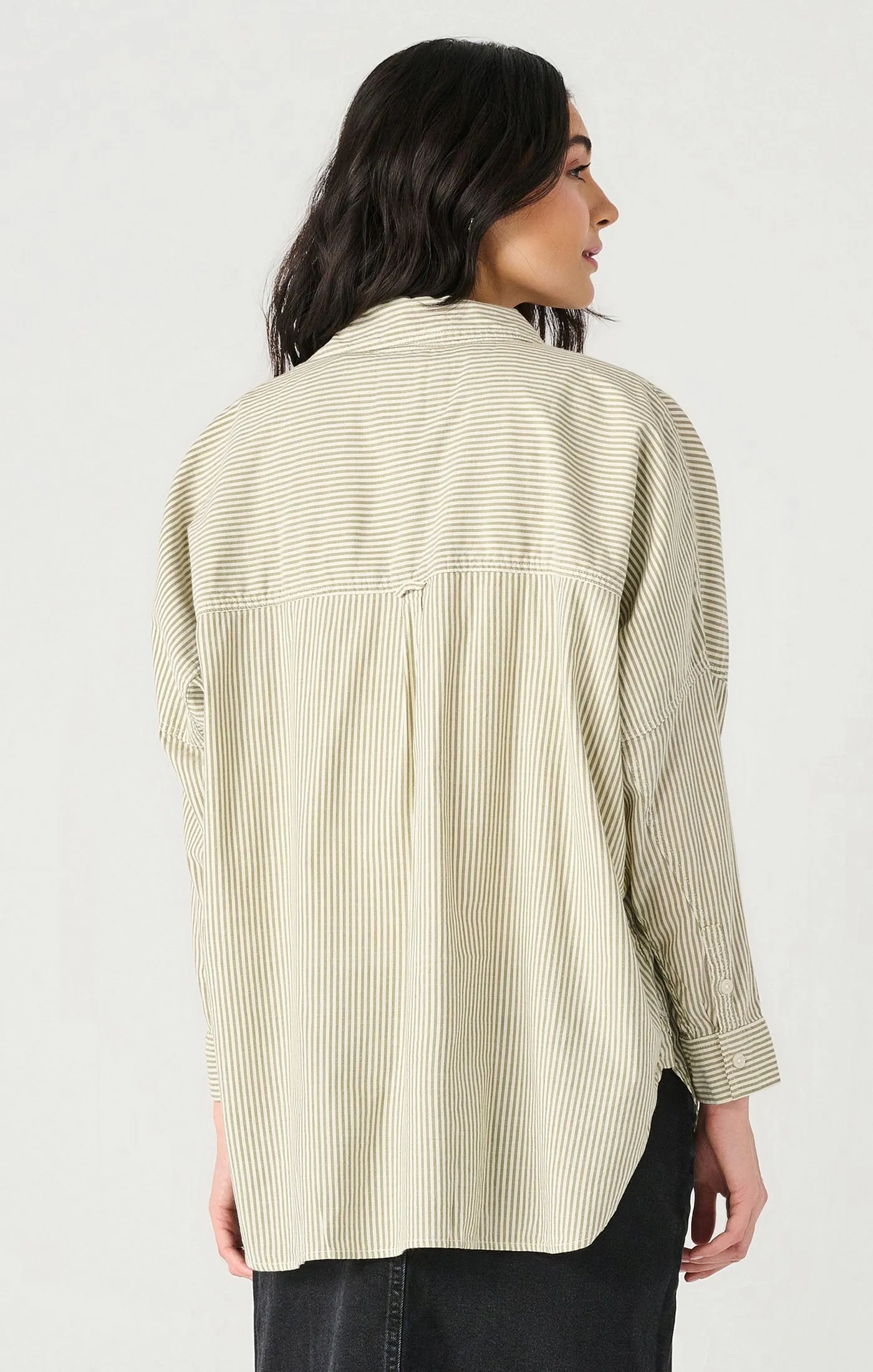 Pinstriped Boyfriend Shirt- Dex sold by Uforia Muse product image thumbnail 4