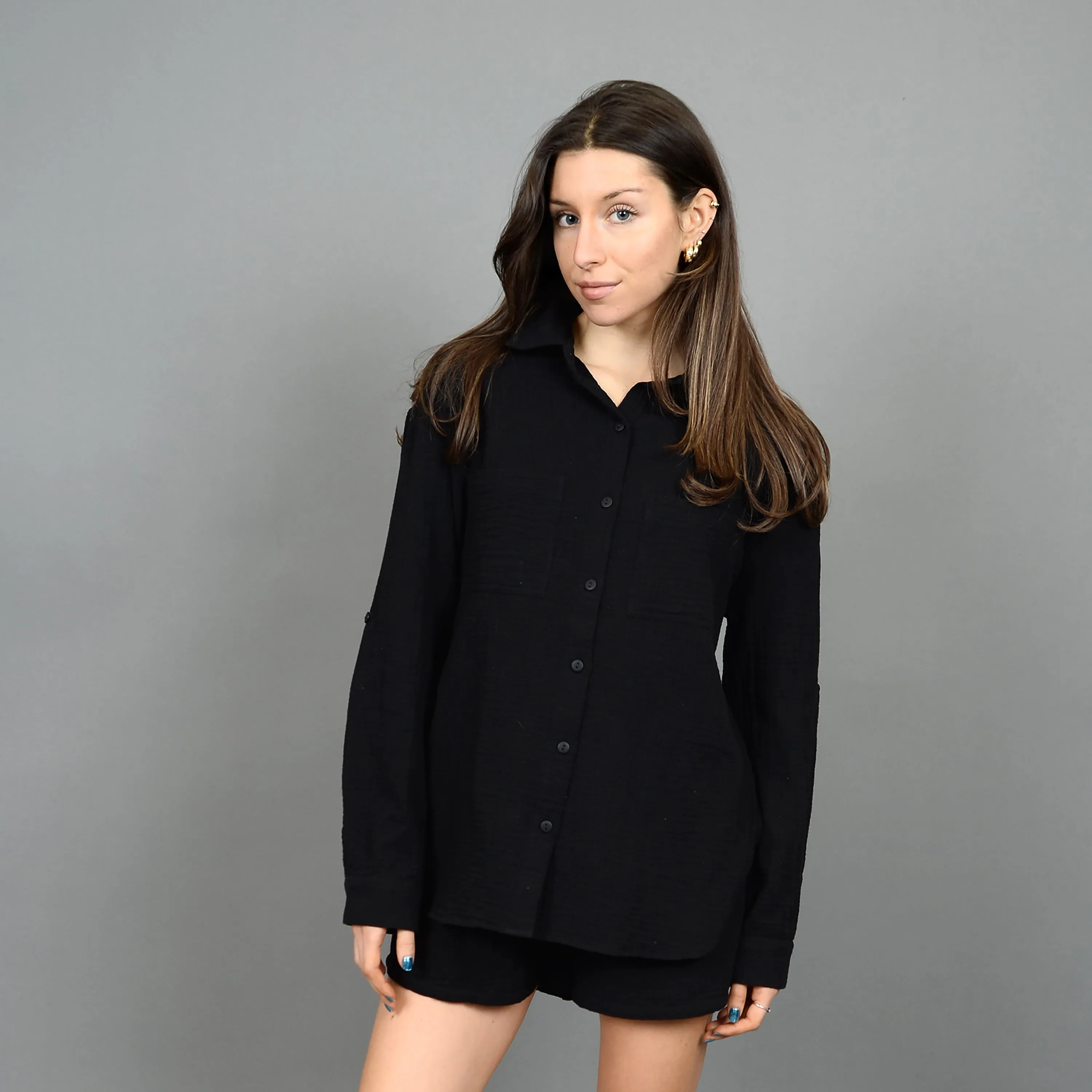 Alaia Gauze L/S Shirt- BLK - Rd Style sold by Uforia Muse product image thumbnail 3
