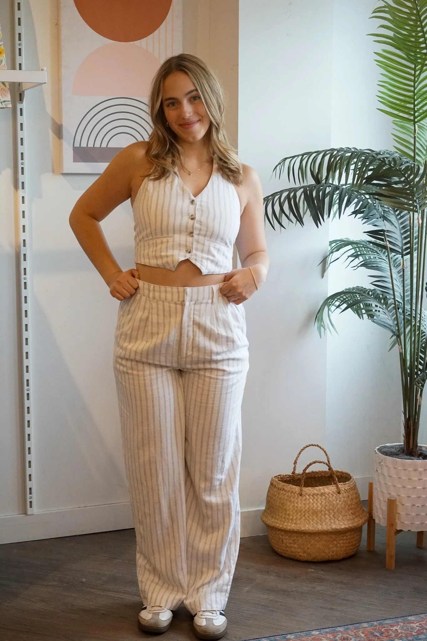 Elliot Trouser Stripe- Gentle Fawn sold by Uforia Muse