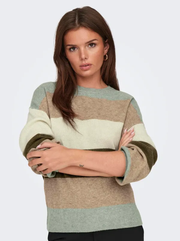 Atia Striped Pullover- Green- Only sold by Uforia Muse