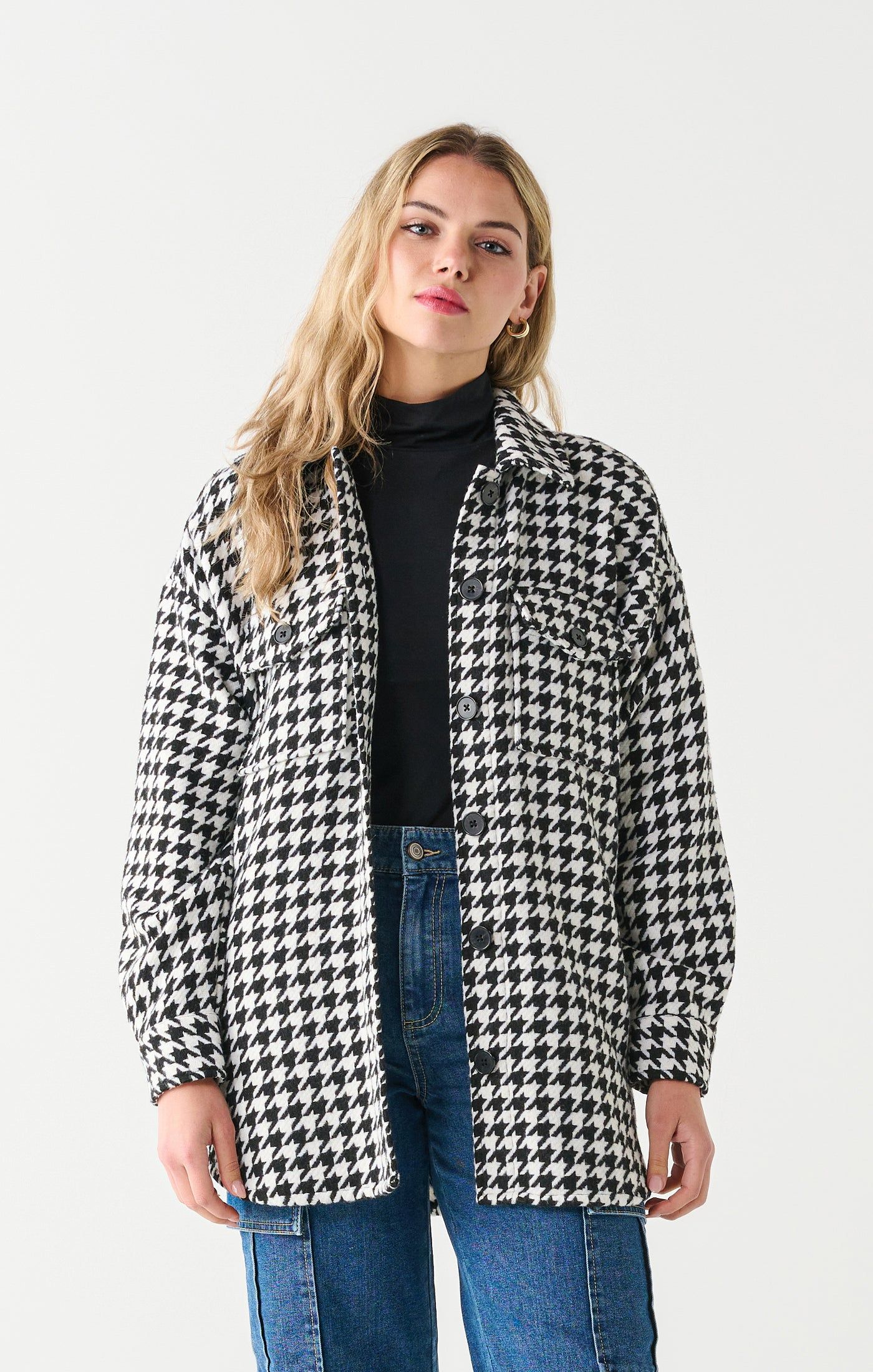 Harris Houndstooth Shacket- Dex sold by Uforia Muse product image thumbnail 2