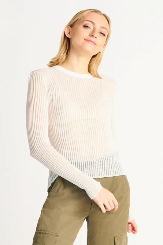 Mesh Ribbed Knit Top- Dex sold by Uforia Muse