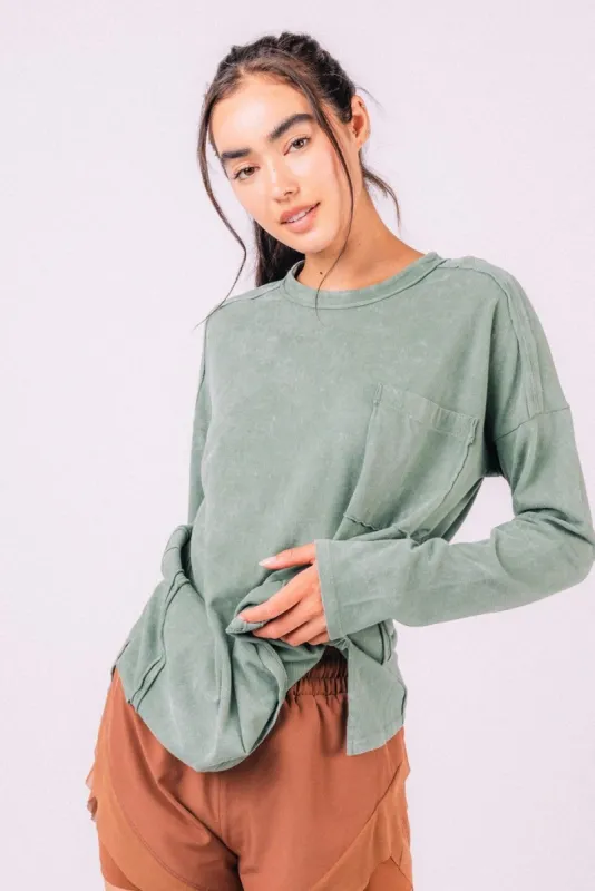 Green Mineral Wash Long Sleeve sold by Uforia Muse