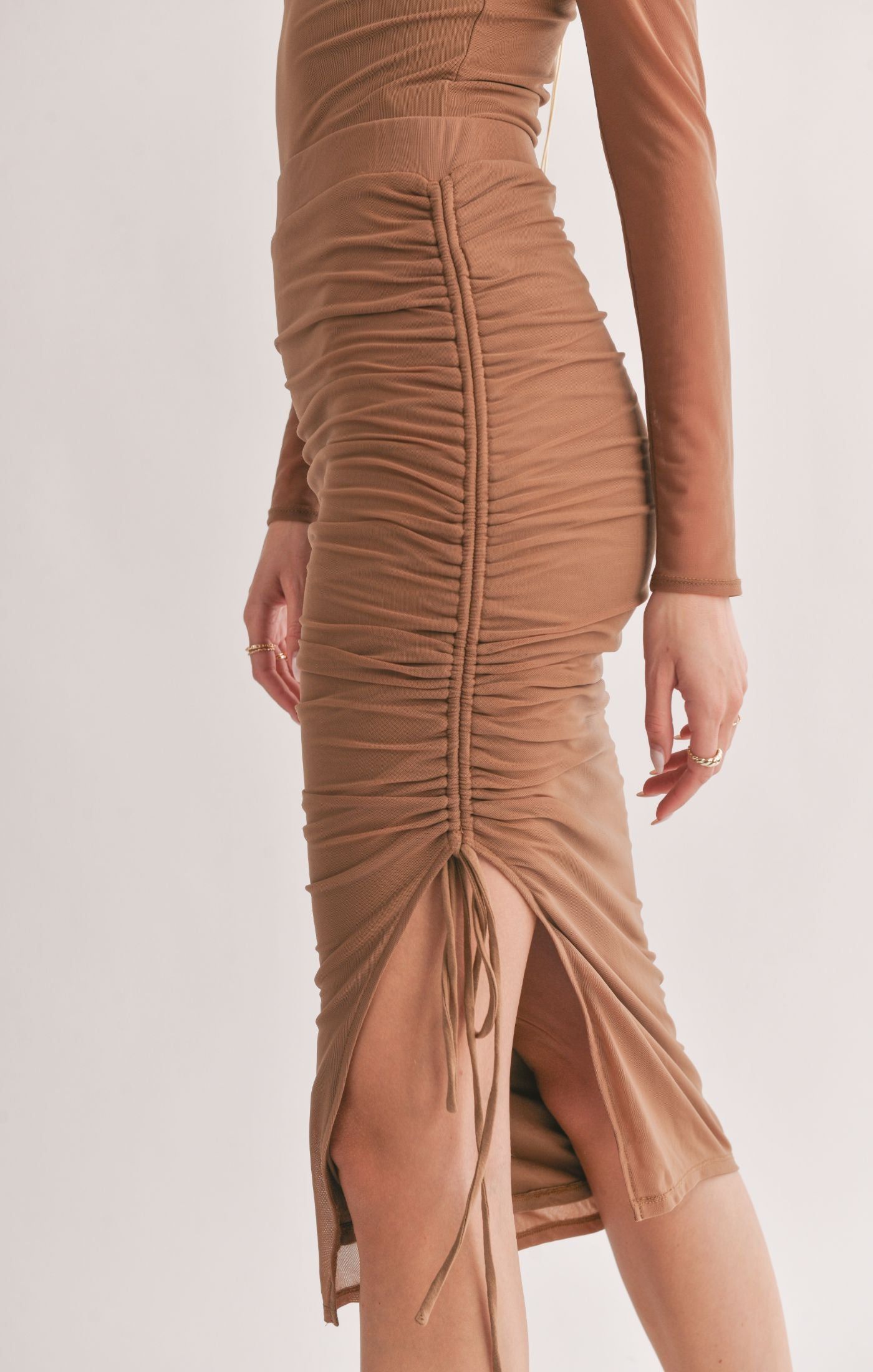 Mesmerize Ruched Midi Skirt- Sage The Label sold by Uforia Muse product image thumbnail 4