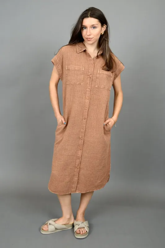 Aira Gauze Shirt Dress- Cinnamon- RD Style sold by Uforia Muse