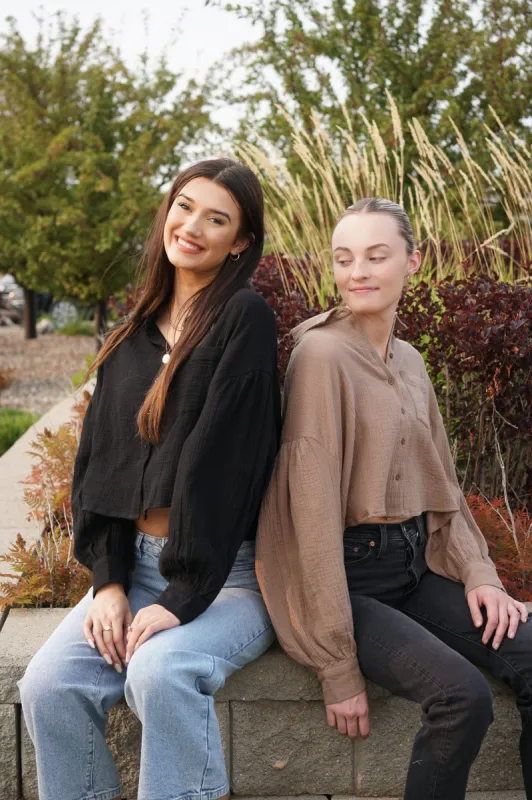 Gauze Shirt-Black sold by Uforia Muse