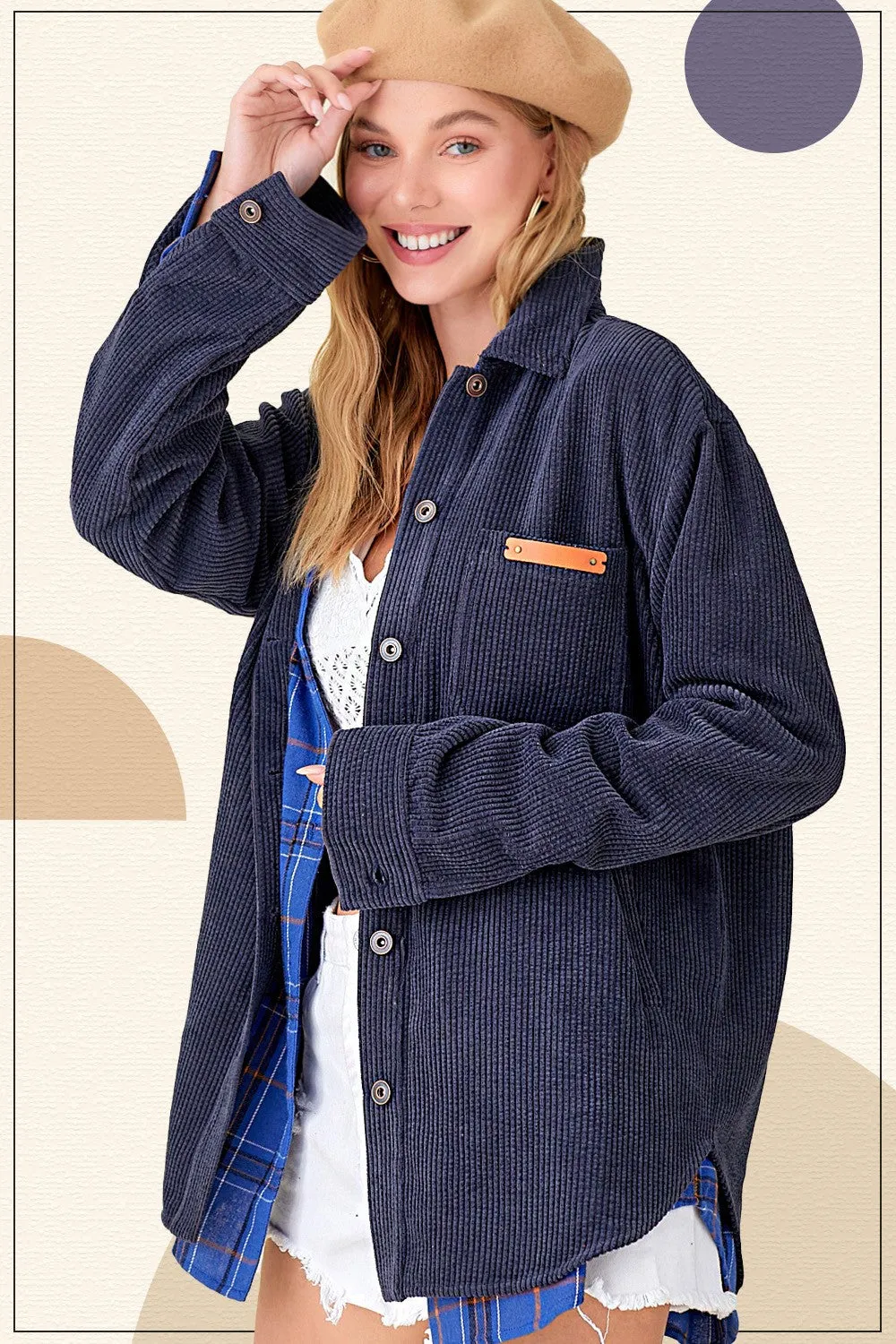 Cord Jacket- Indigo sold by Uforia Muse