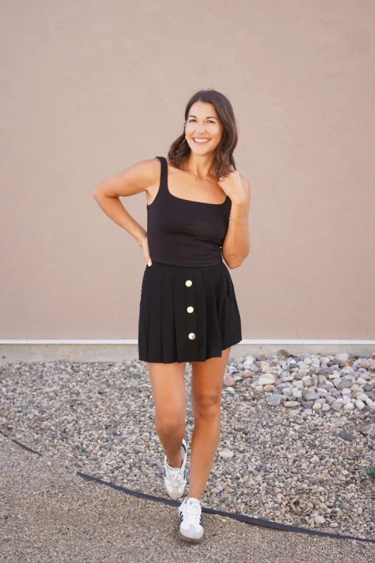 Button Pleated Skort- Dex sold by Uforia Muse