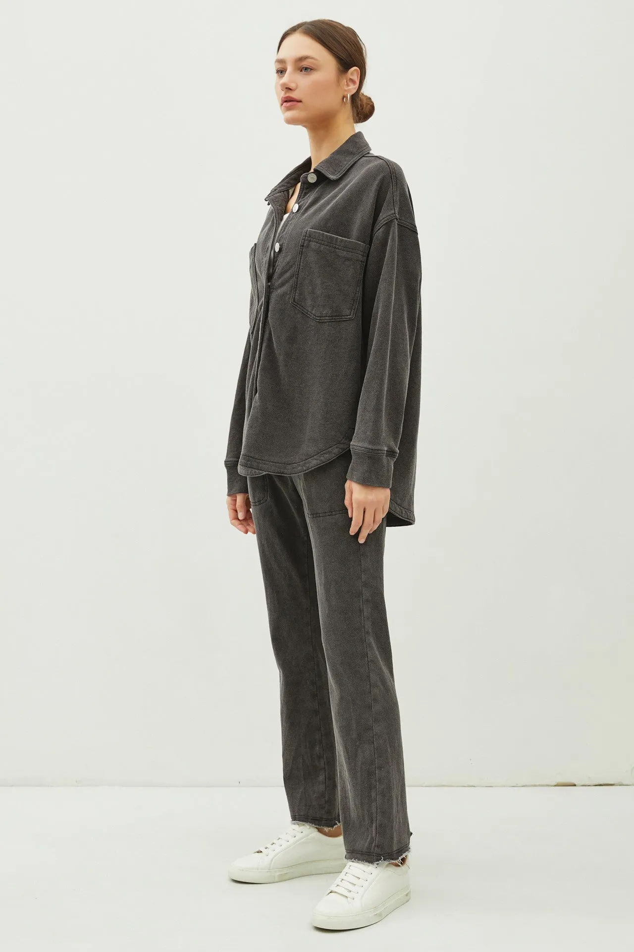 Knit Denim Shacket- Blk sold by Uforia Muse product image thumbnail 5