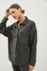 Knit Denim Shacket- Blk sold by Uforia Muse