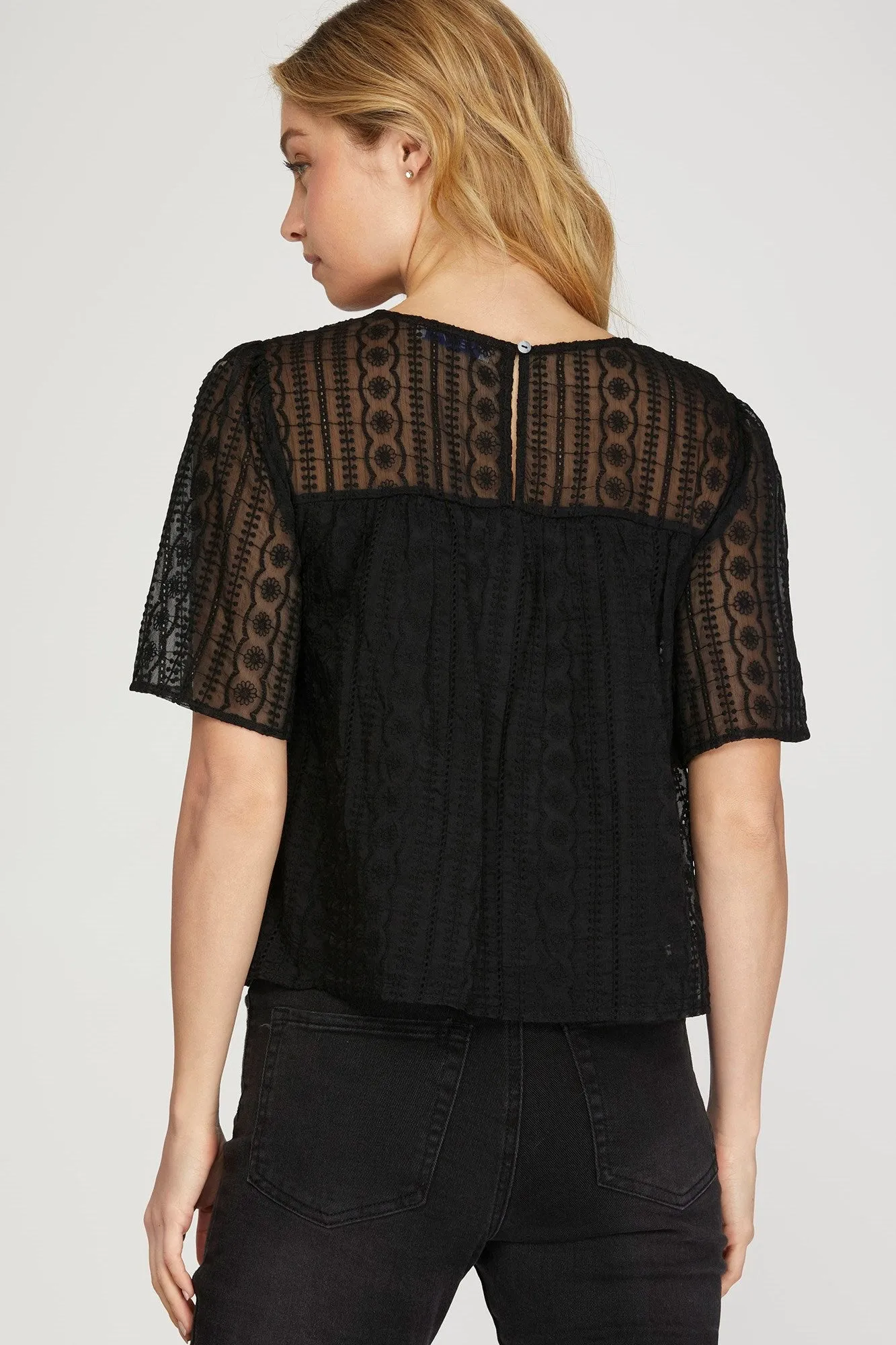 Lace Flutter Slv Top - She & Sky sold by Uforia Muse product image thumbnail 2