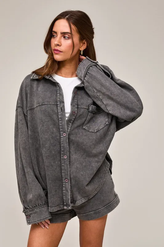 Charcoal Mineral Shacket sold by Uforia Muse