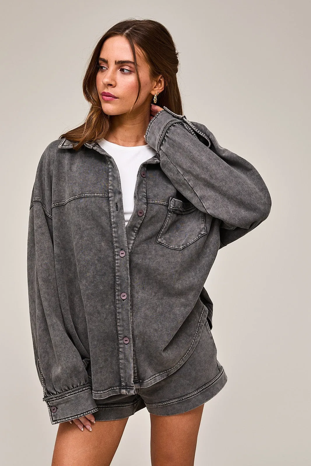 Charcoal Mineral Shacket sold by Uforia Muse