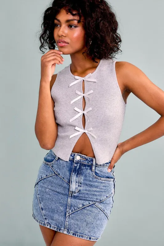 Grey Bow Top sold by Uforia Muse