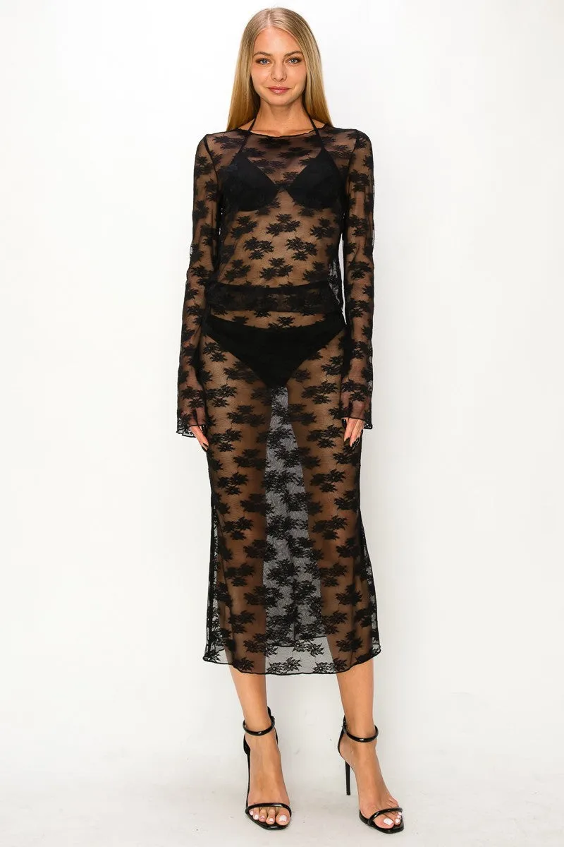 Black Lace Maxi Skirt sold by Uforia Muse product image thumbnail 3