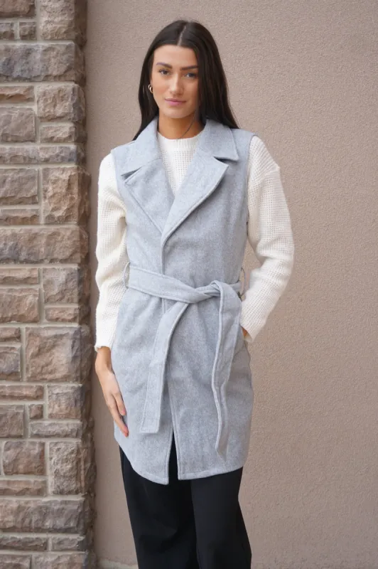 Kimmie Belted Vest- Grey sold by Uforia Muse