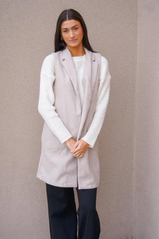 Kimmie Vest- Oatmeal-Love Tree sold by Uforia Muse