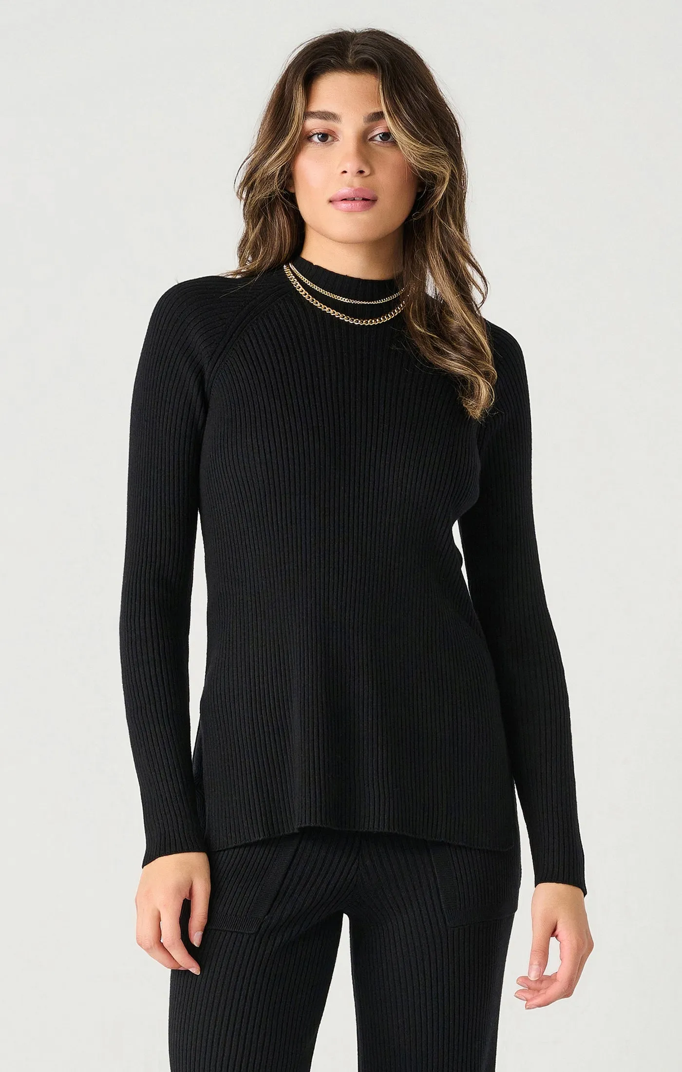 Ribbed Mock Neck Knit Top - Dex sold by Uforia Muse