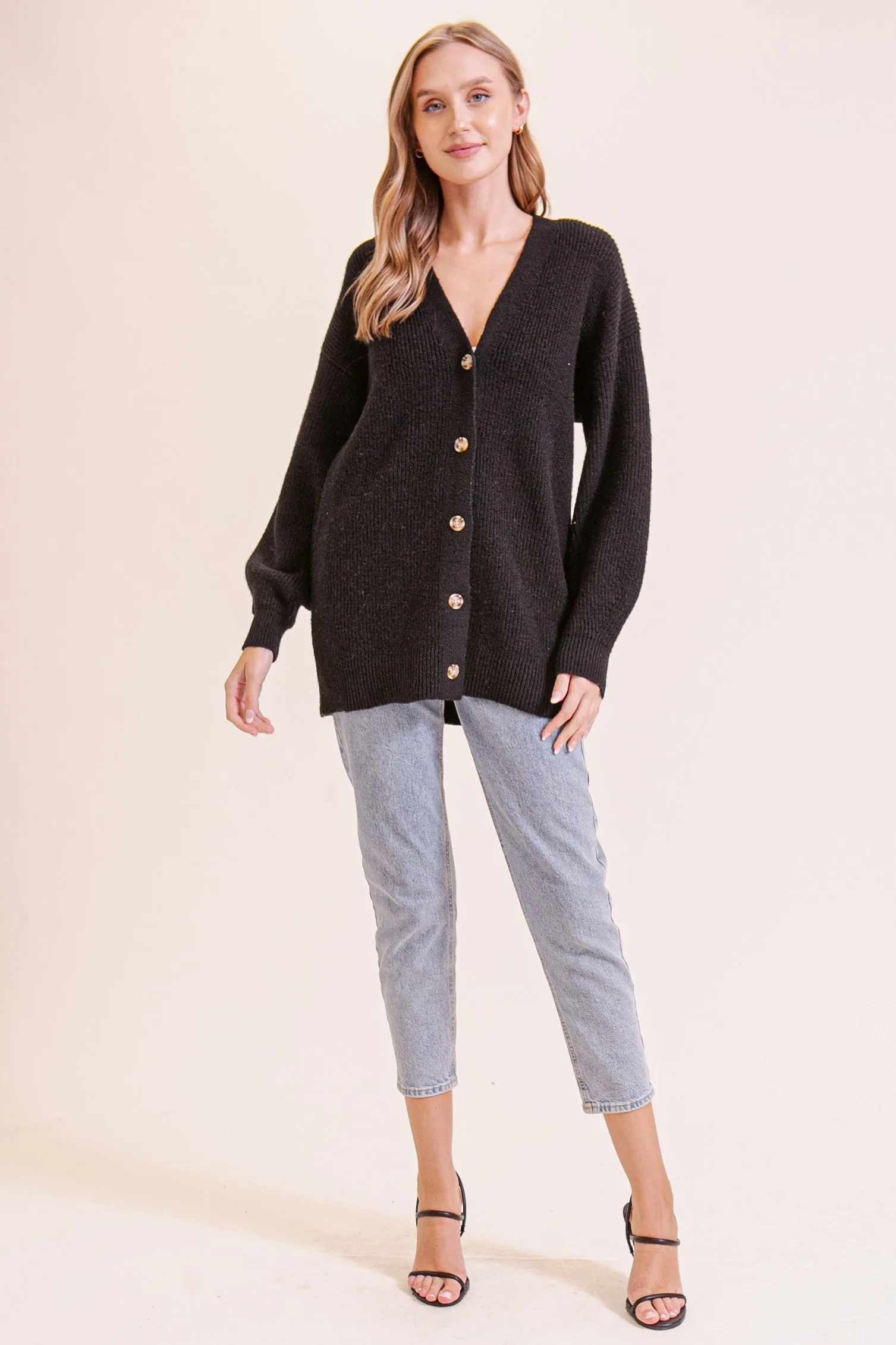 Button Down Cardigan - Black sold by Uforia Muse product image thumbnail 4