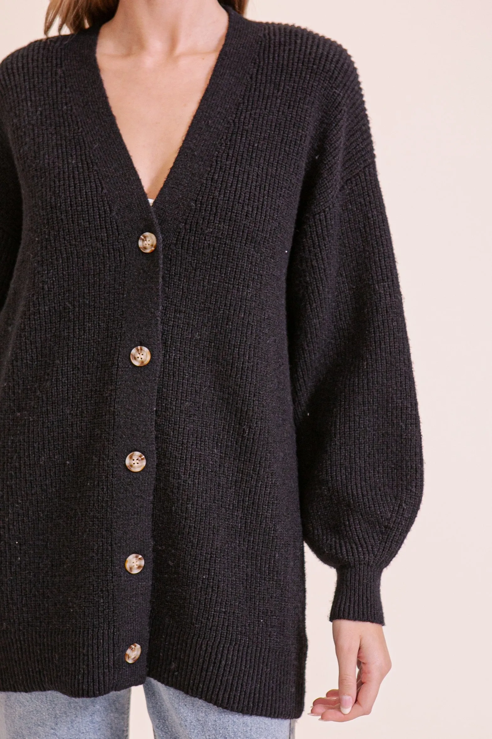 Button Down Cardigan - Black sold by Uforia Muse product image thumbnail 2