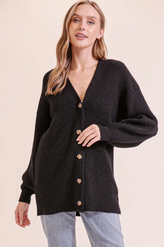 Button Down Cardigan - Black sold by Uforia Muse
