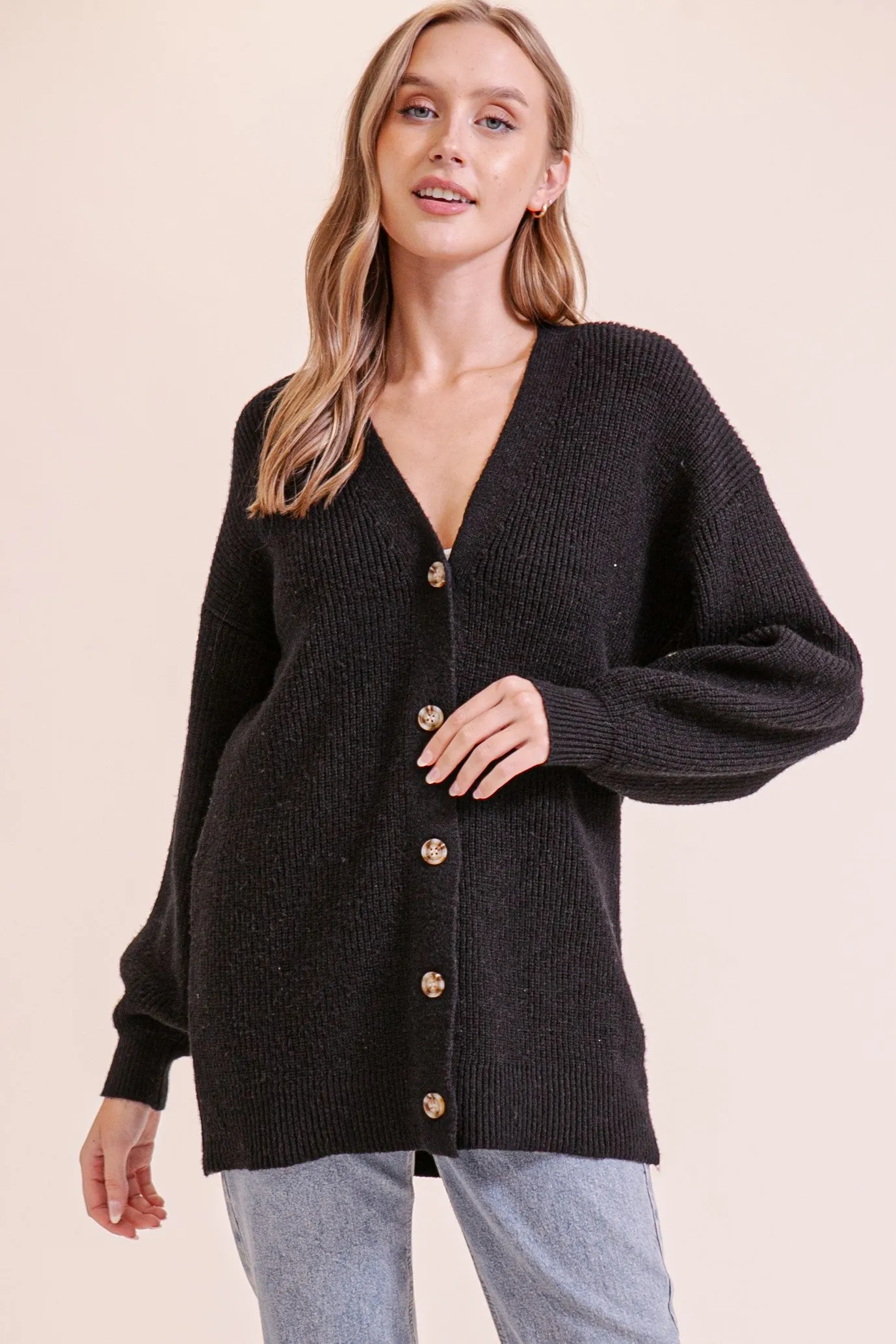 Button Down Cardigan - Black sold by Uforia Muse