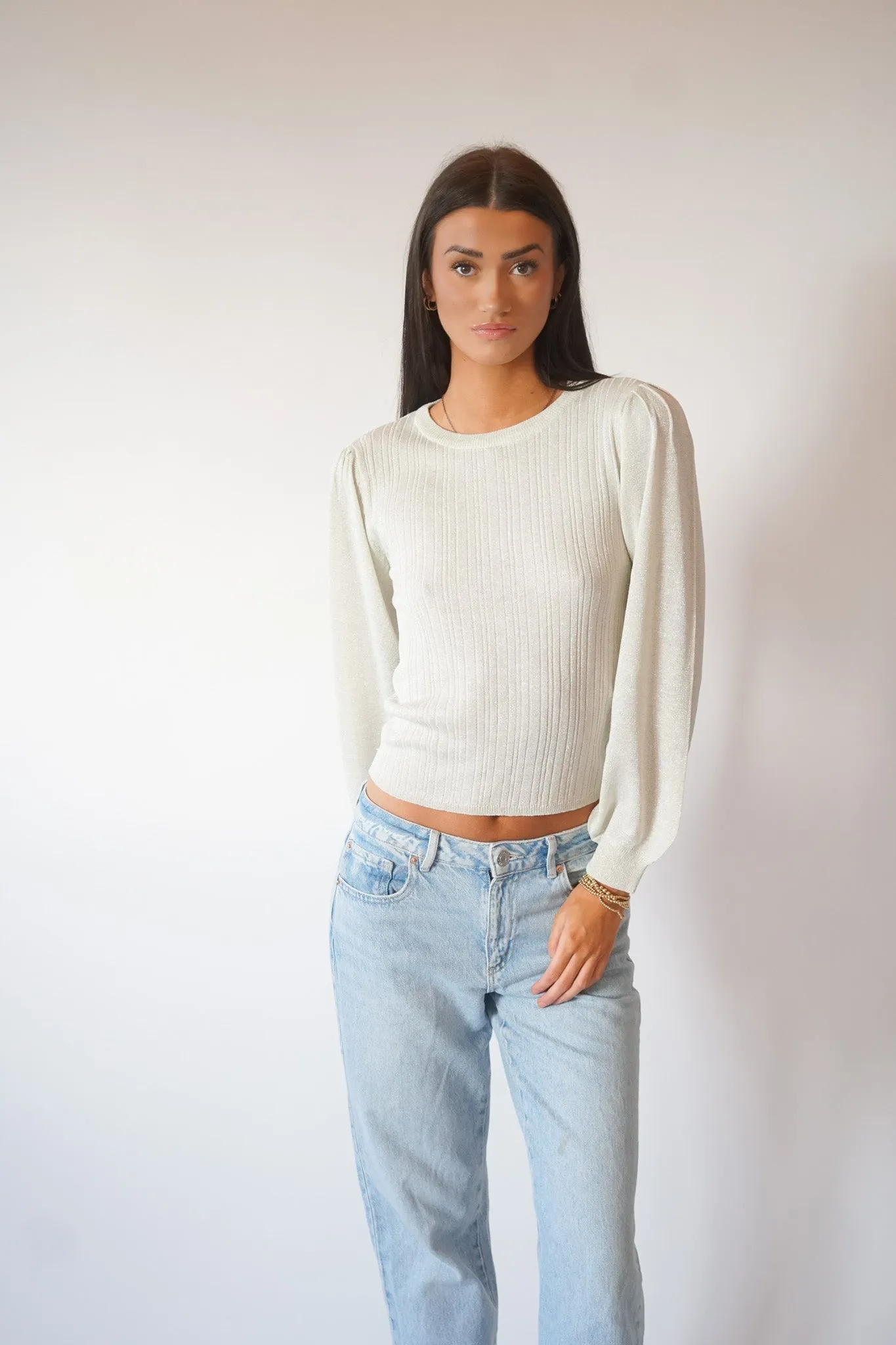 Talia Shimmer Pullover-Birch-Vero Moda sold by Uforia Muse