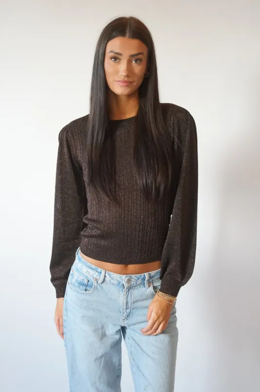 Talia Shimmer Pullover-Choco-Vero Moda sold by Uforia Muse