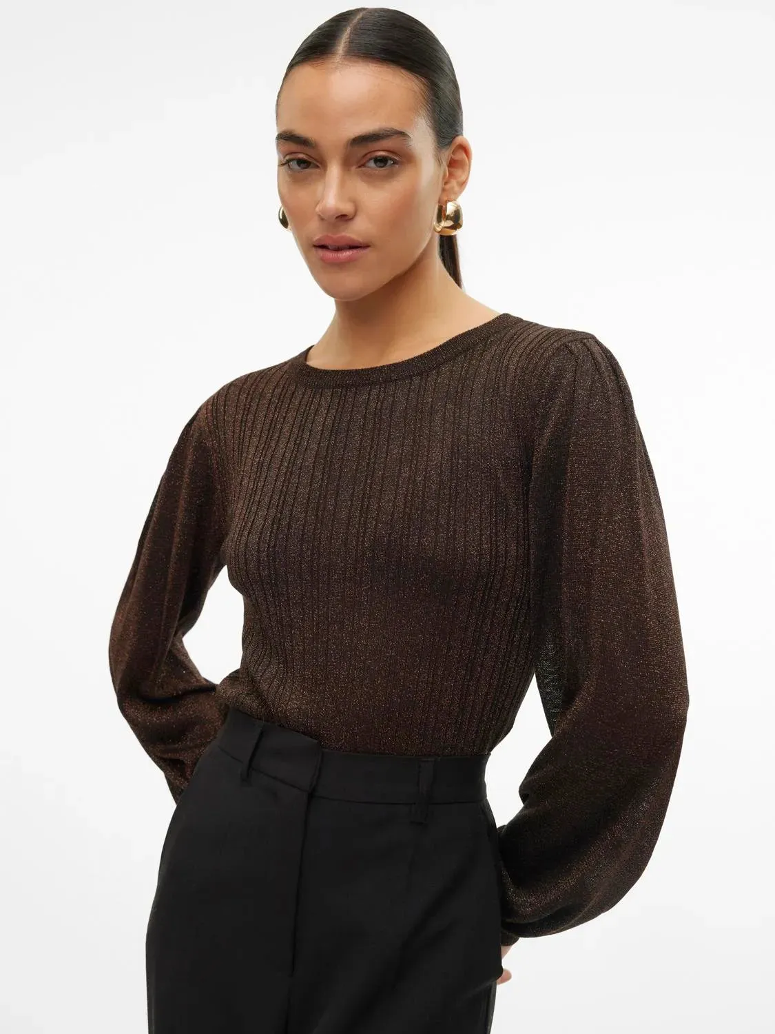 Talia Shimmer Pullover-Choco-Vero Moda sold by Uforia Muse product image thumbnail 2