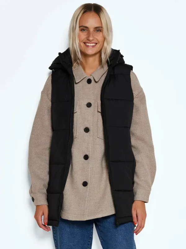 Aurora Hooded Vest- BLK-Noisy May sold by Uforia Muse