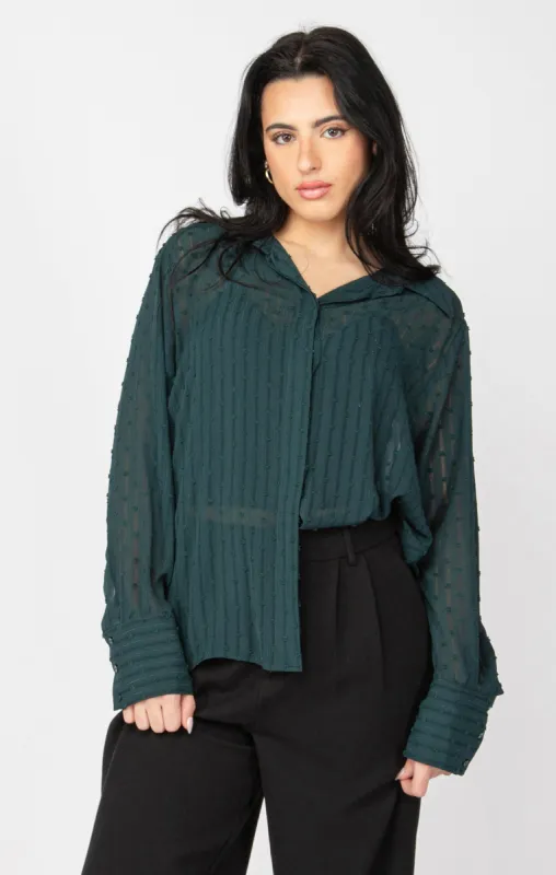 Swiss Dot Blouse-Black Tape sold by Uforia Muse