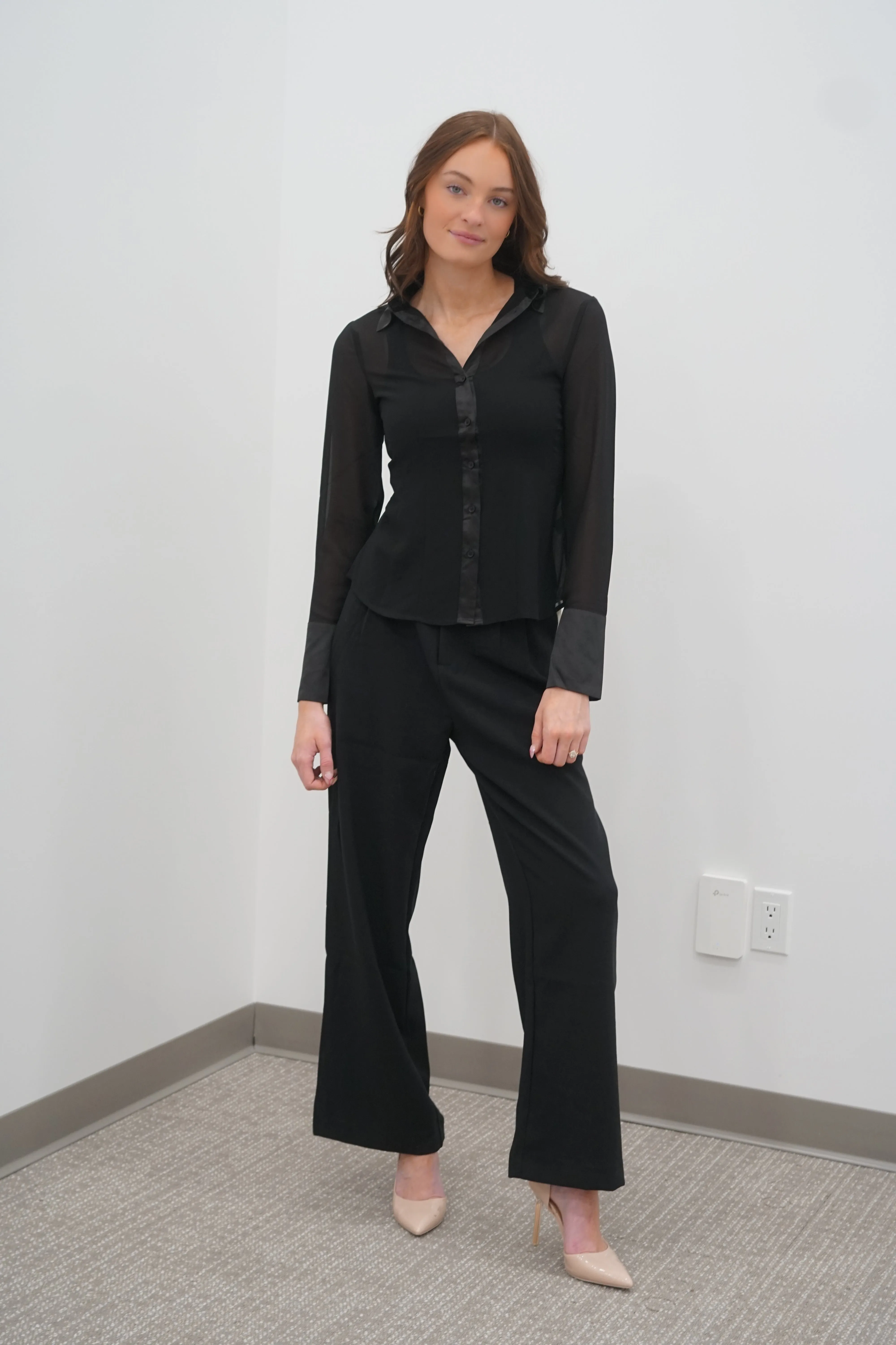 Satin Trim Shirt-Black Tape sold by Uforia Muse product image thumbnail 3