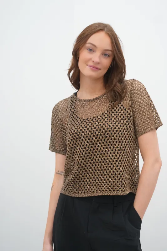 Metallic Knit Top- Black Tape sold by Uforia Muse