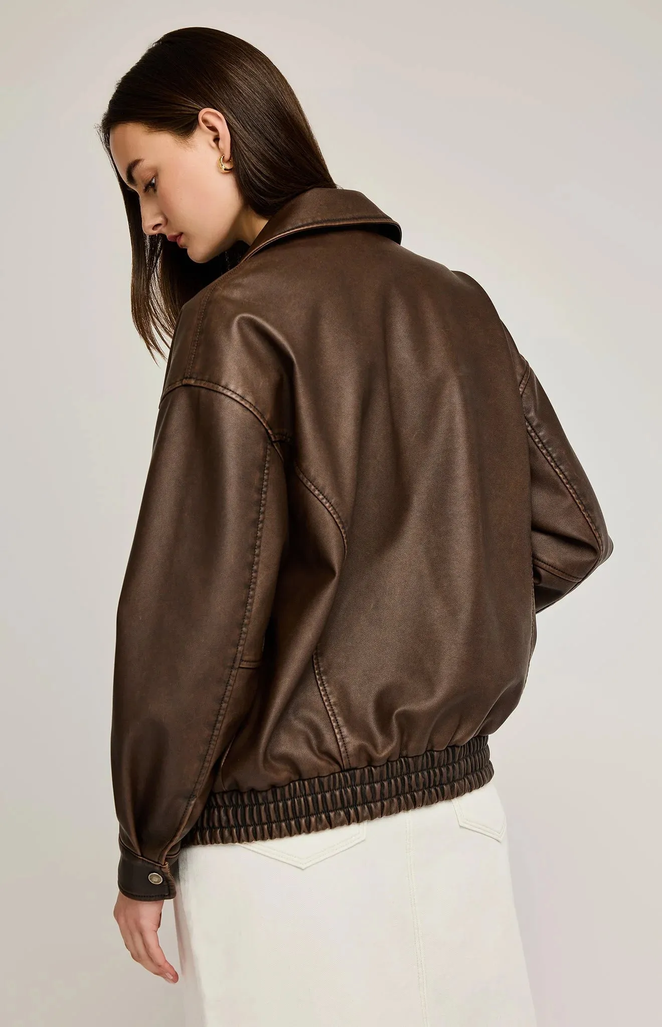 Danica Vegan Leather Bomber- Gentle Fawn sold by Uforia Muse product image thumbnail 2