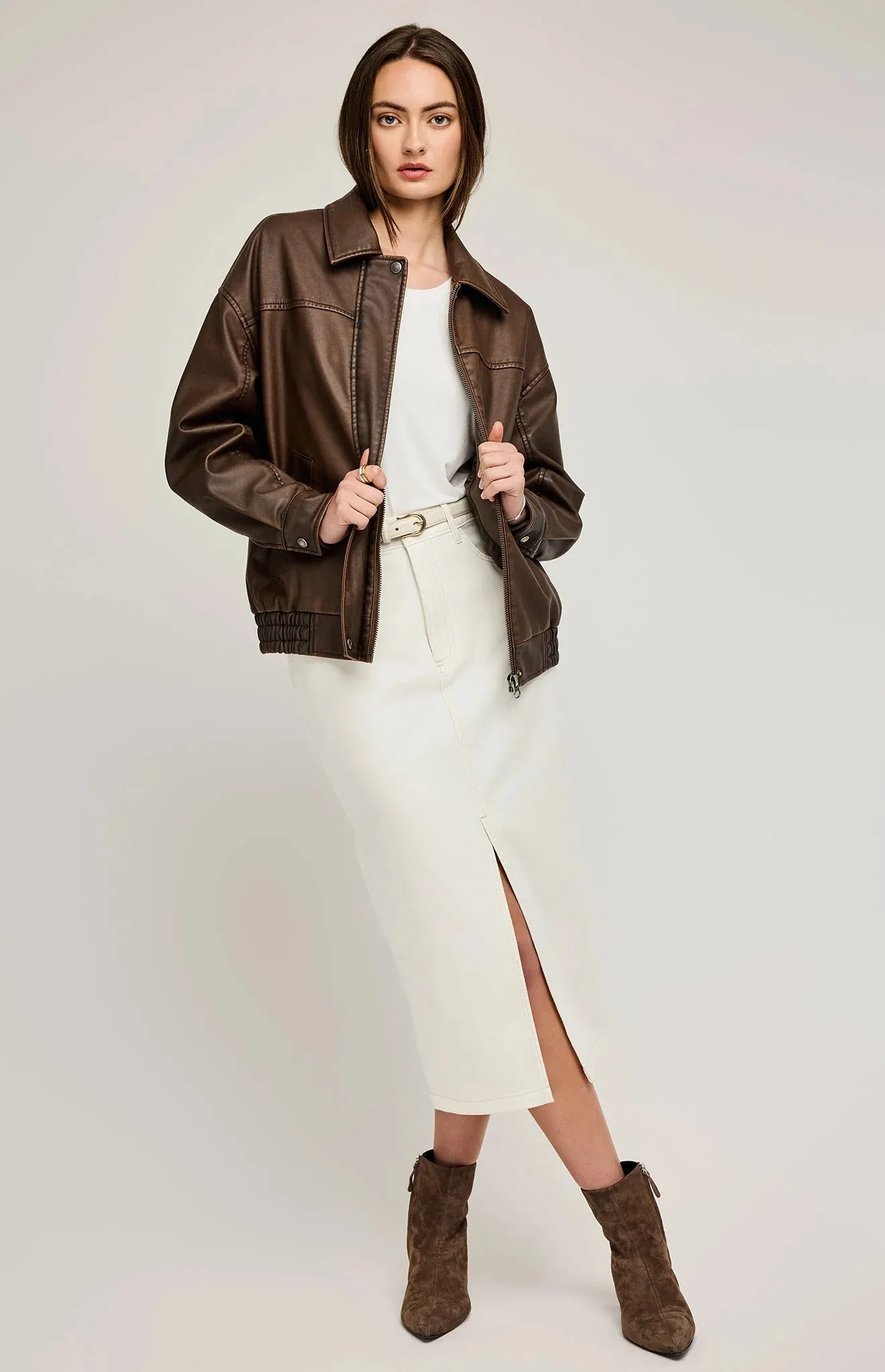 Danica Vegan Leather Bomber- Gentle Fawn sold by Uforia Muse product image thumbnail 4