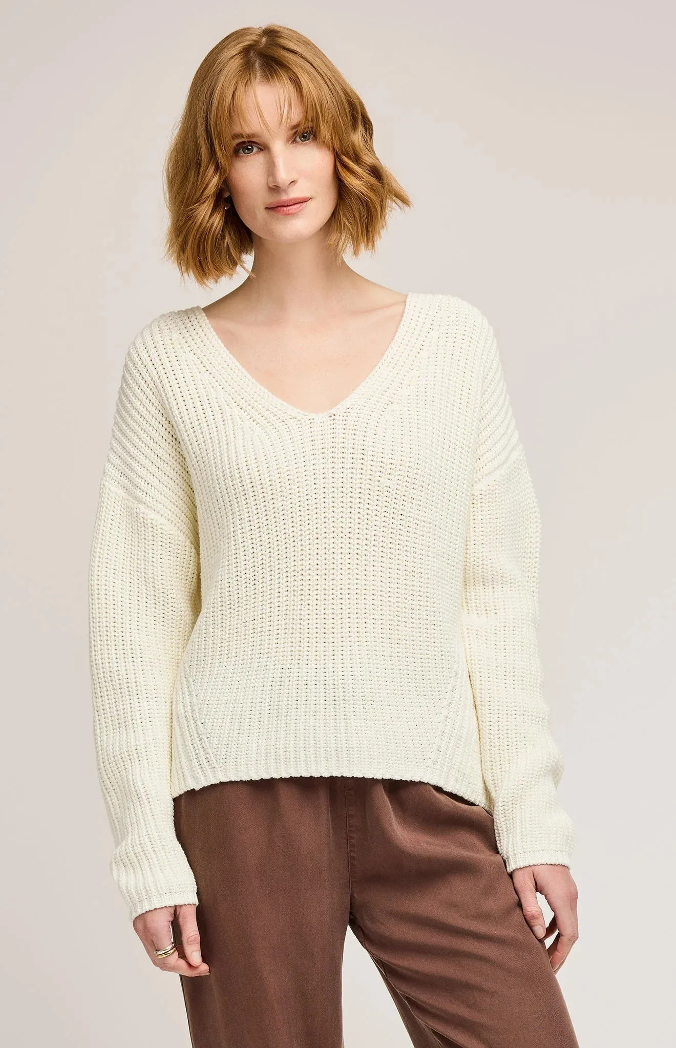 Spencer V-Neck Sweater- Gentle Fawn sold by Uforia Muse