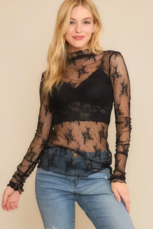 Amora Lace Top- Black sold by Uforia Muse