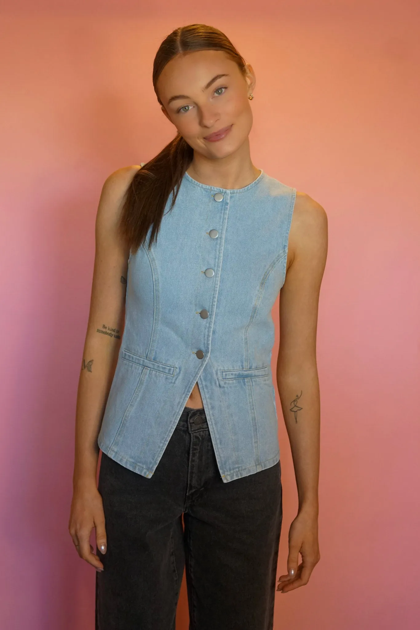 Felicity Denim Vest sold by Uforia Muse