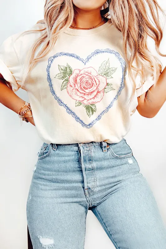 Rose & Heart Graphic Tee sold by Uforia Muse