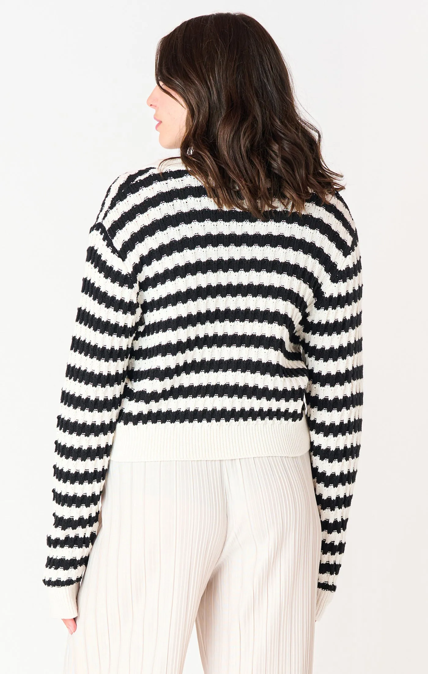 Gizelle Striped Cardi- Black Tape sold by Uforia Muse product image thumbnail 3