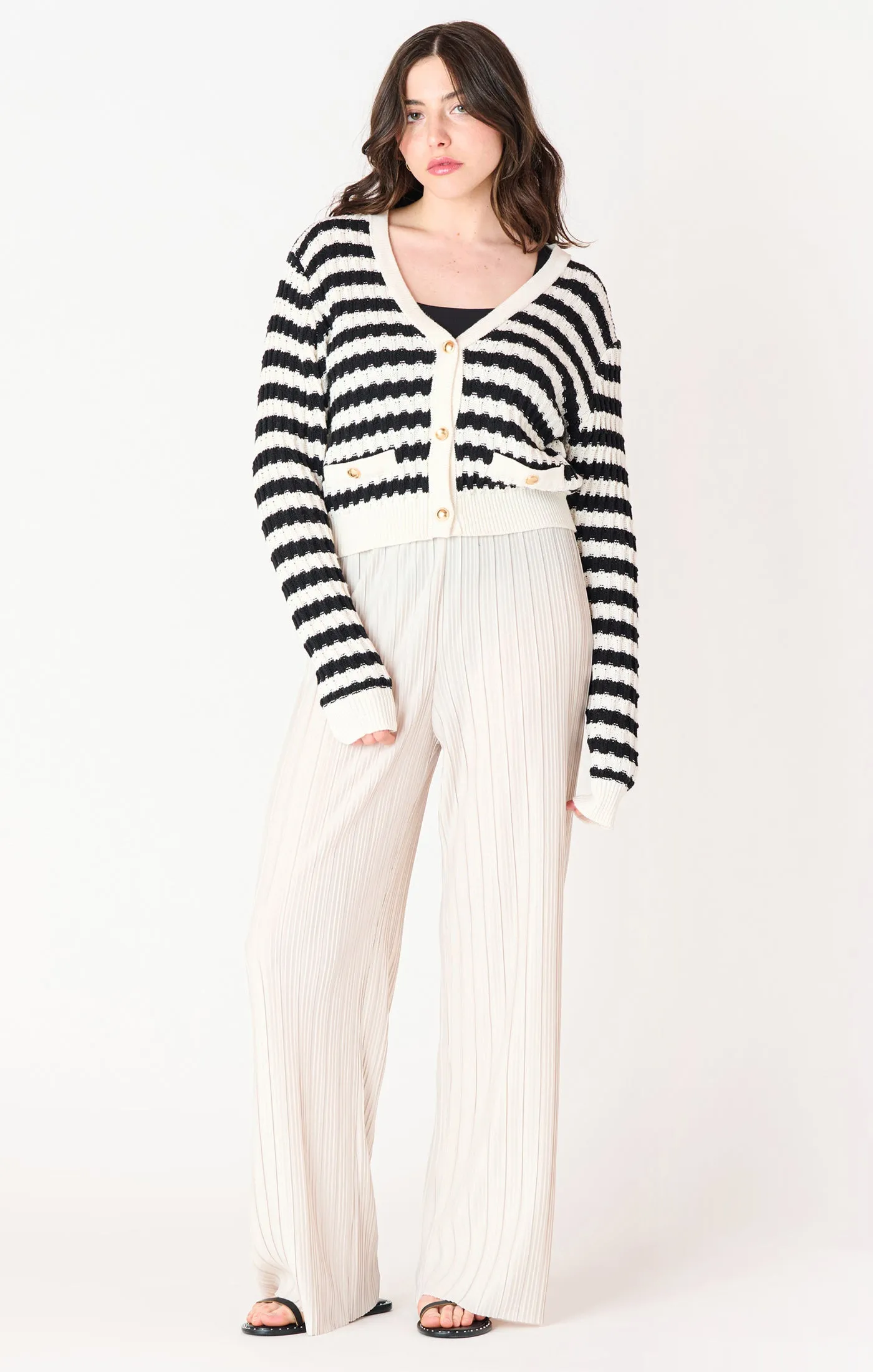 Gizelle Striped Cardi- Black Tape sold by Uforia Muse product image thumbnail 2