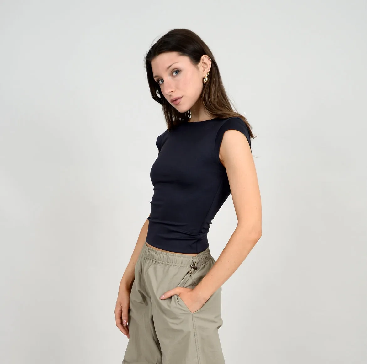 Brida Cap Sleeve-Second Skin- Black sold by Uforia Muse