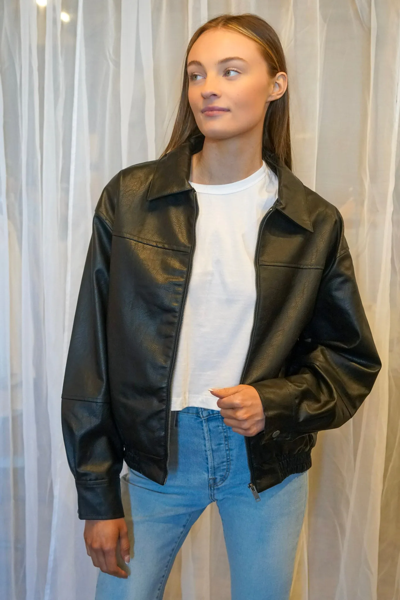 Dexter Vegan Leather Bomber sold by Uforia Muse