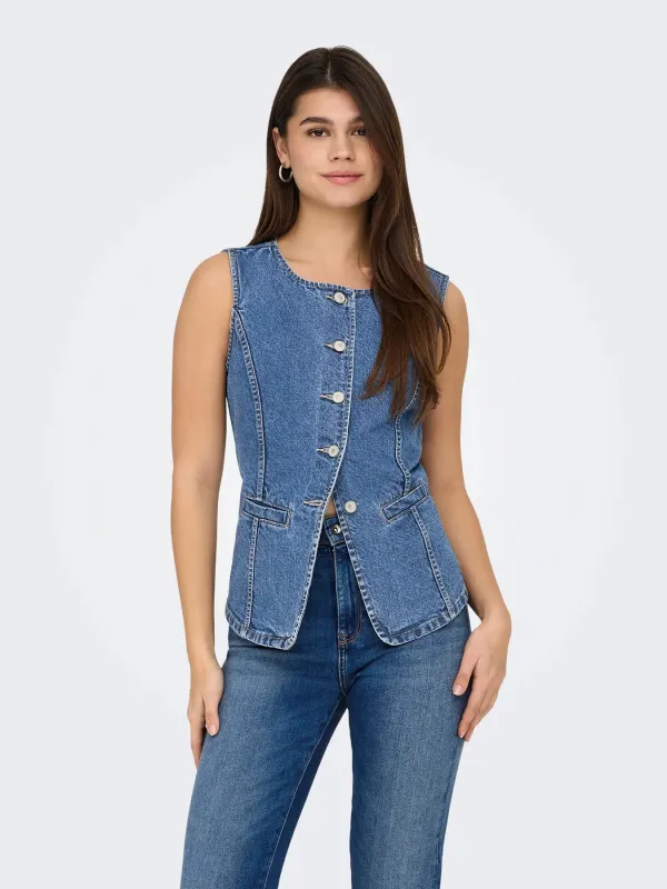 Giulina Denim Vest- Only sold by Uforia Muse