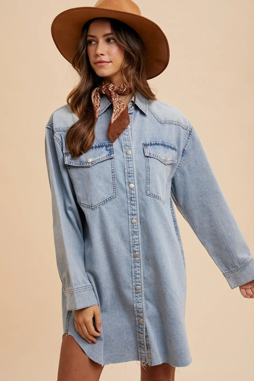 Ellie Denim Shirt Dress sold by Uforia Muse product image thumbnail 4