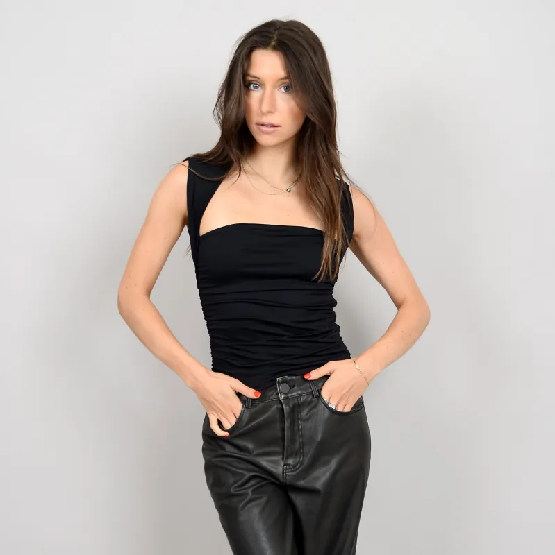 Elisa Ruched Top- Blk- Rd Style sold by Uforia Muse