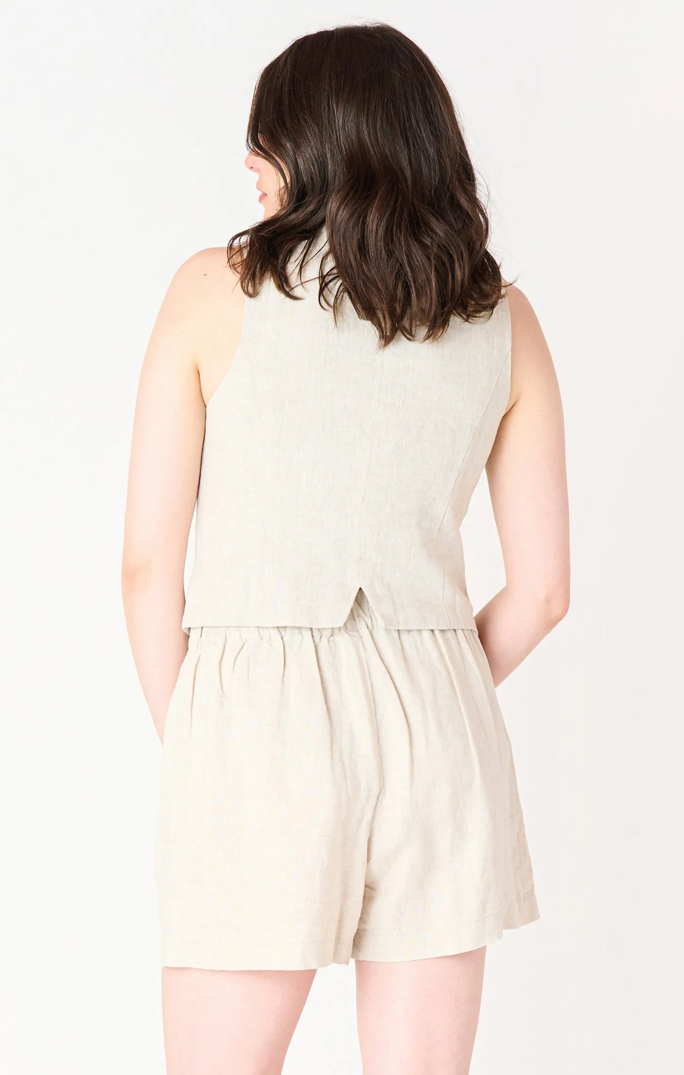 Linen Shorts- Black Tape sold by Uforia Muse product image thumbnail 3